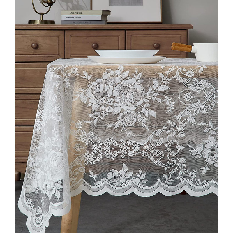 Nappe en dentelle avec motif de roses anglaises en 6 tailles et 5 couleurs, 60 po carré, Doré