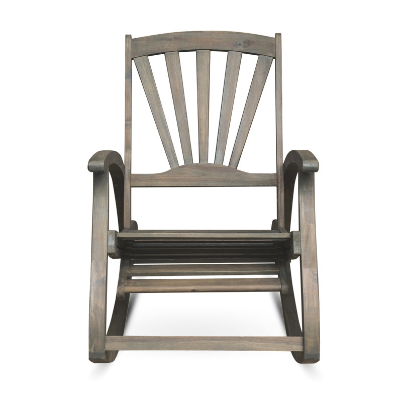 Chaise berçante en bois avec abat-jour gris et repose-pieds, Gris