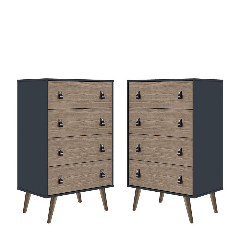 Commode 4 tiroirs Bahara, Bleu / Brun