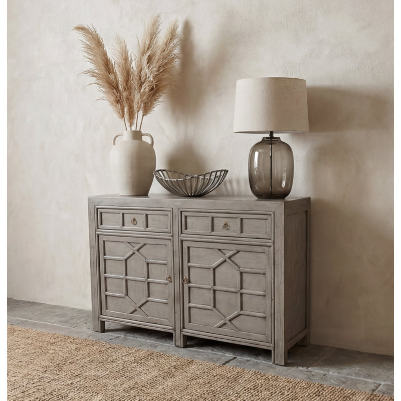 144cm Solid Wood Sideboard, Pewter Grey