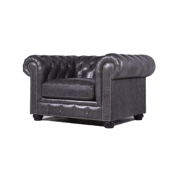 Freddie Leather Chesterfield Chair & Reviews | Birch Lane