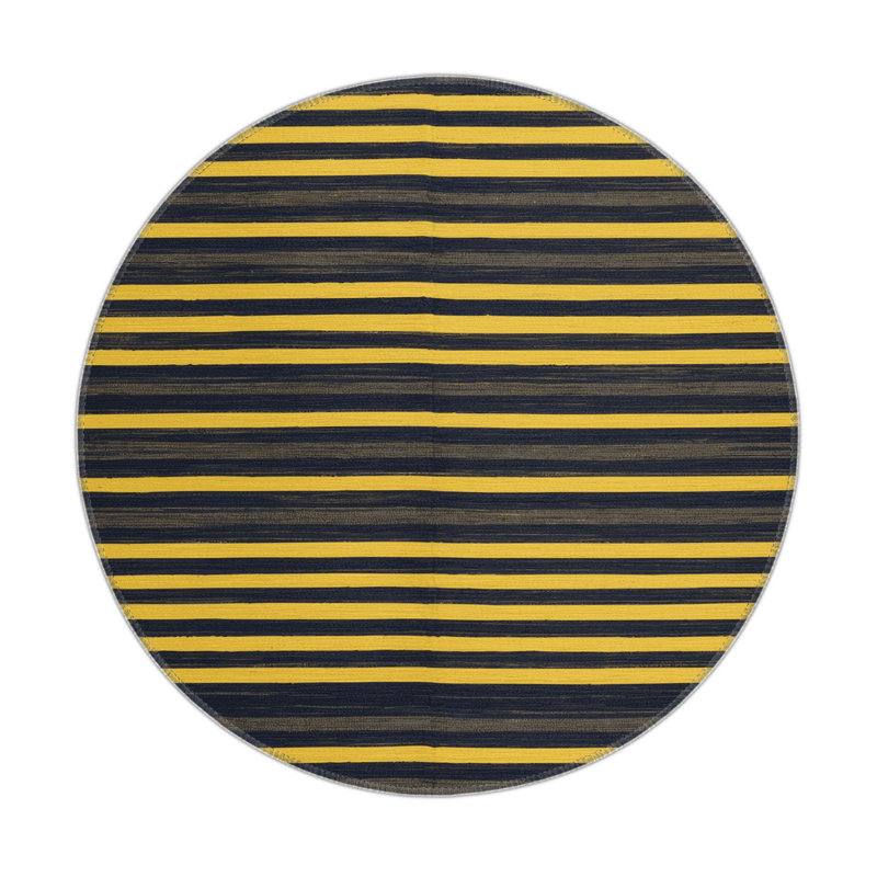 HorizontalStripes Gray Indoor and Outdoor Area Rug, Round 5'