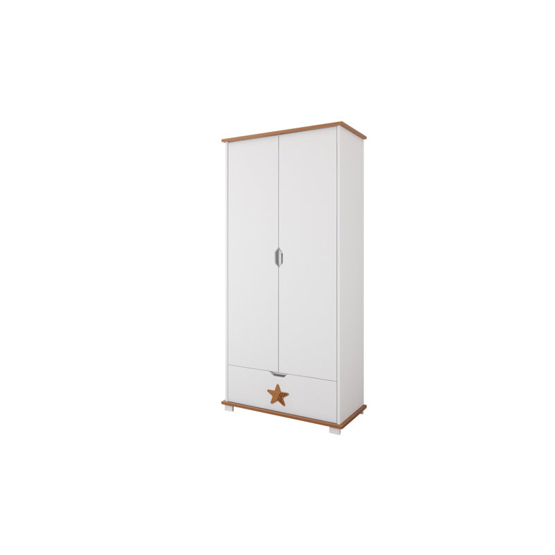 Epperson 2 Door Wardrobe, White/Alder