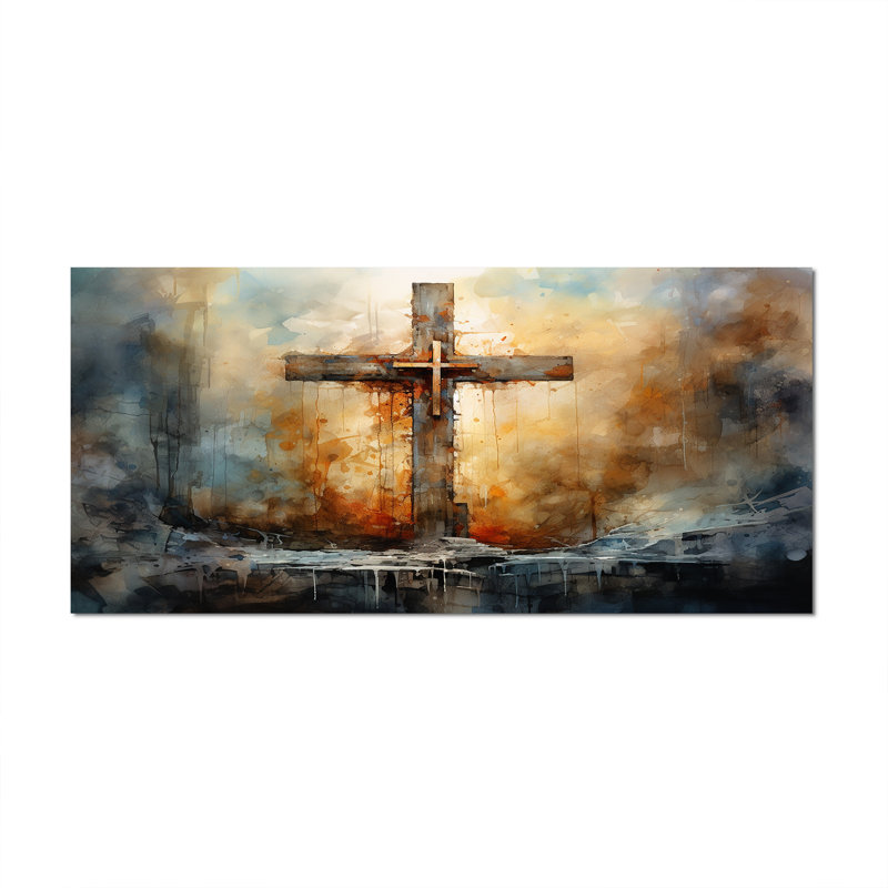 Croix, symbole puissant - art mural, Toile tendue, H 28 po x l 60 po x P 1,5 po