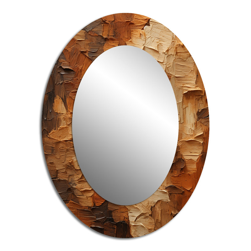 Brown tree bark Essence 2 - Landscapes Oval Decorative Mirror On Metal, 40" H x 30" W