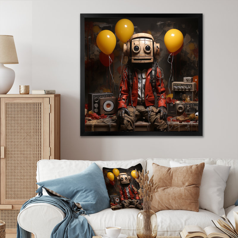 " Humanlike Robot ", Black Single Picture Framed, 36" H x 36" W x 1.5" D