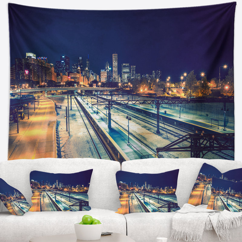 Tapisserie «Cityscape Welcome in Chicago Highway», H 50 po x l 60 po