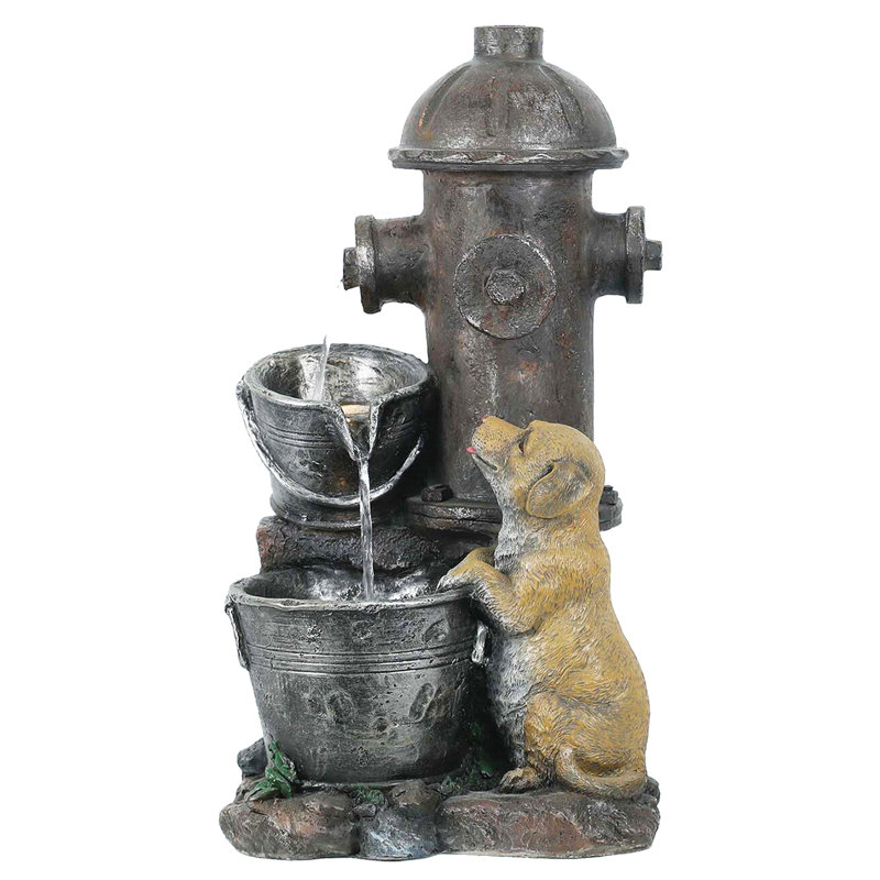 Fontaine d'extérieur fabriquée à la main avec lumière Gergana
