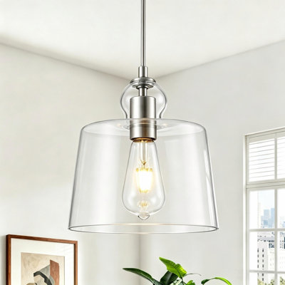  Luminaire suspendu en verre transparent à 1 lumière pour salle à manger