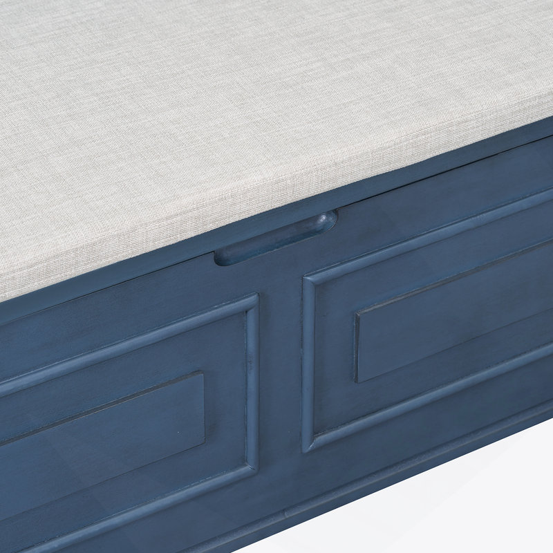 Banc de rangement rustique multifonctionnel (marine antique et beige), Bleu marine antique