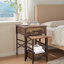 Ensemble de 2 tables d'appoint gigognes, table de bout empilable avec tablette de rangement et tiroir en tissu, table de chevet industrielle à 2 niveaux, table de chevet pour la chambre à coucher