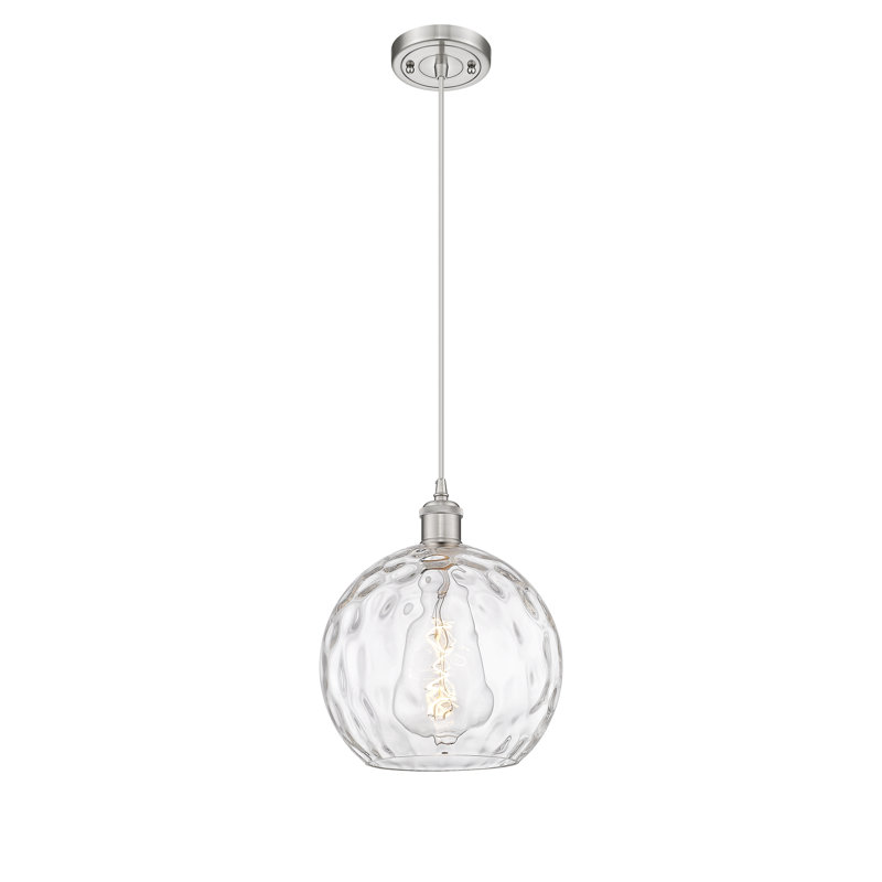 Luminaire suspendu sphère 1 lumière Roxane, Ampoule non incluse, H 8 po x l 6 po x P 6 po, Argent argent
