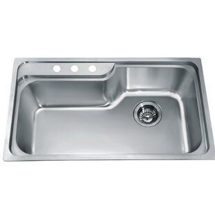 Serene Valley DDG3322R 33 in. Double Bowl Drop-In or Undermount Kitchen Sink with Thin Divider Faucet Drillings: 2 Hole