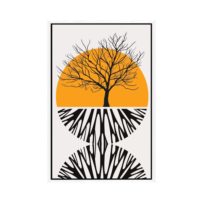 Warming Roots - Yellow by Kubistika - Print on Canvas, 66.04cm H x 45.72cm W x 3.81cm D, White Floater Framed