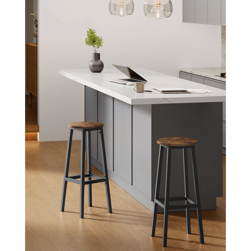 Bar Stools Set Of 2, Kitchen Stools, Rustic Brown/Black