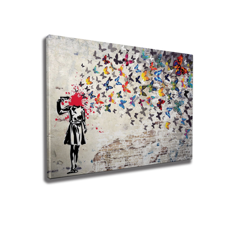 Superbe impression sur toile de Banksy, 27,6 x 39,4 pouces | 50% coton / 50% polyester, impression numérique de haute qualité | Cadre en bois de 0,8 po x 1,2 po | Parfait pour la décoration intérieure, les amateurs d'art et les cadeaux uniques