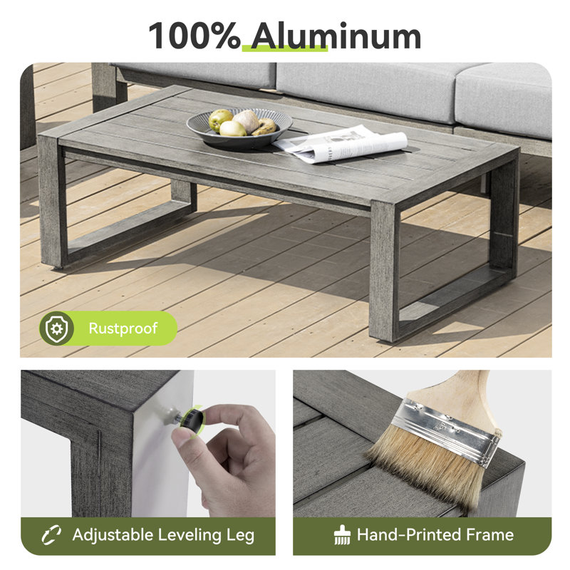 Adden Hand-Painted Aluminum Outdoor Coffee Table