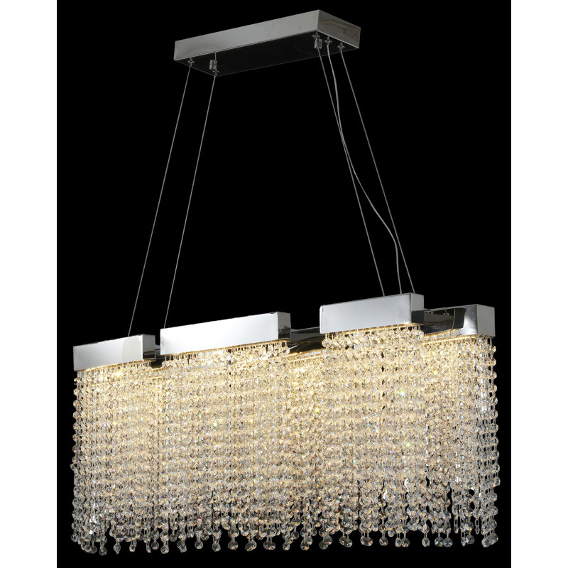 Lustre en cristal perlé transitionnel à DEL