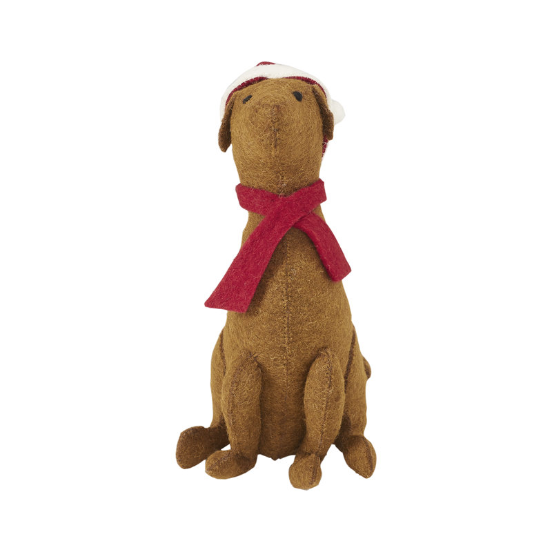 Handmade Chocolate Lab with Santa Hat Christmas Tree Topper in Hand Felted Wool
