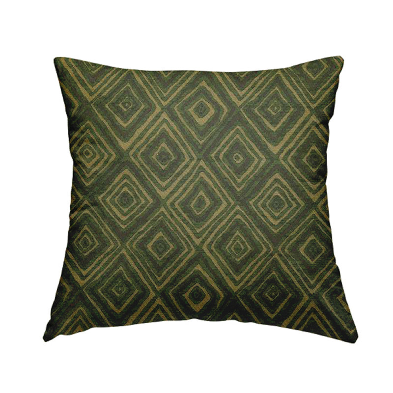 Quintana Geometric Square Cushion, 28cm H x 28cm W x 5cm D, Green/Gold