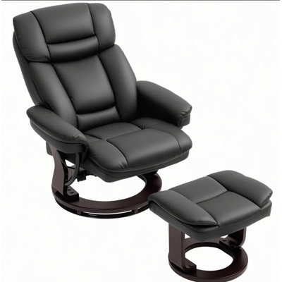 Fauteuil inclinable pivotant avec repose-pieds, fauteuil inclinable en cuir synthétique avec repose-pieds