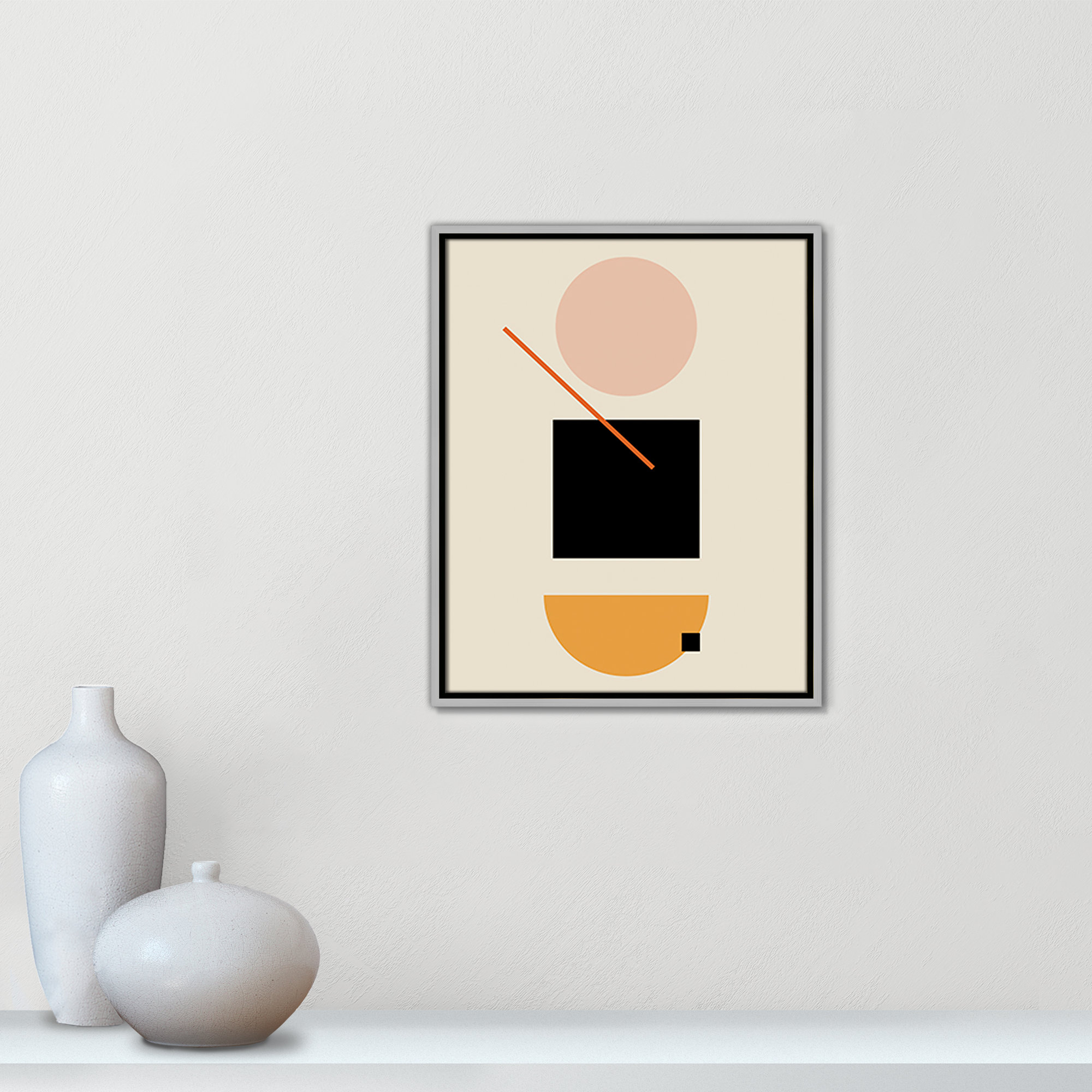 Simple Shapes by Daniela Santiago, 21.5" H x 17.5" W x 2" D, Silver Framed