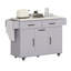 Îlot de cuisine avec armoire de rangement pour poubelle, chariot de cuisine avec abattant, support à épices, porte-serviettes et tiroir, îlot de cuisine sur roulettes avec tablette réglable-1256755651