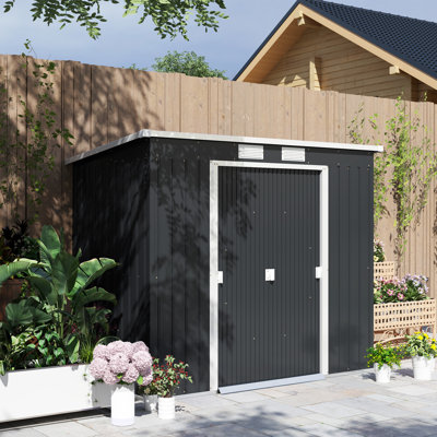 Garden 7 ft. W x 4 ft. D Galvanised Steel Storage Shed