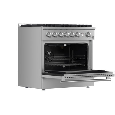 FORNO Premium 2-Piece Kitchen Bundle -Marco 36-inch Gas Range Stainless Steel, Forno Salerno 36" Side by Side Stainless Steel Refrigerator 20 cu.ft