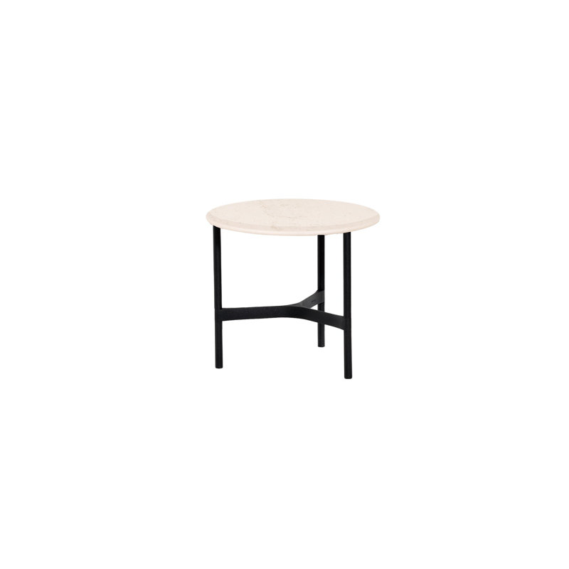 Twist Outdoor Round Teak Coffee Table, Teak/Dark Gray, 14.99" H x 17.8" W x 17.8" D