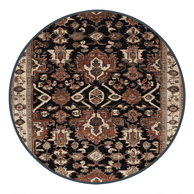 Machine Washable Persian Brown Area Rug, Round 4'