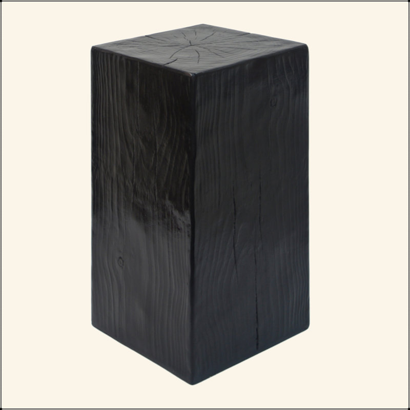 Table d'appoint carrée à colonne en bois MGO, table d'appoint intérieure et extérieure toutes saisons, canapé d'appoint à finition vieillie et canapé