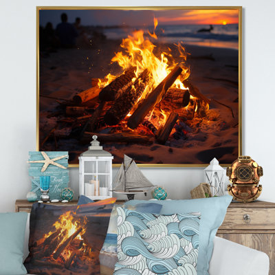 «Beach Photo Beach Bonfire III», reproduction sur toile