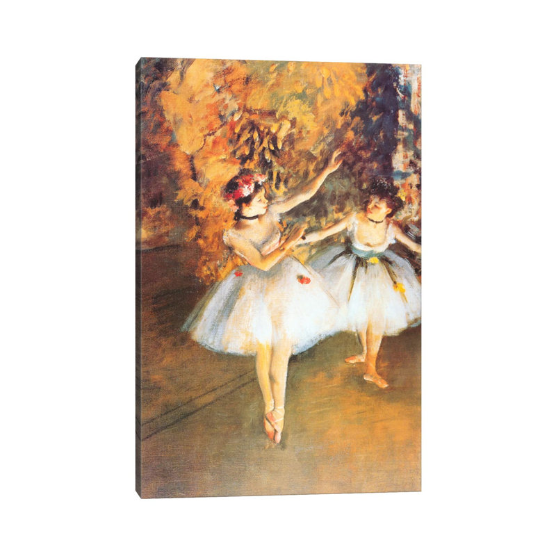 Two Dancers On Stage (alla Barra) by Edgar Degas - Wrapped Canvas Painting, 30.48cm H x 20.32cm W x 1.91cm D
