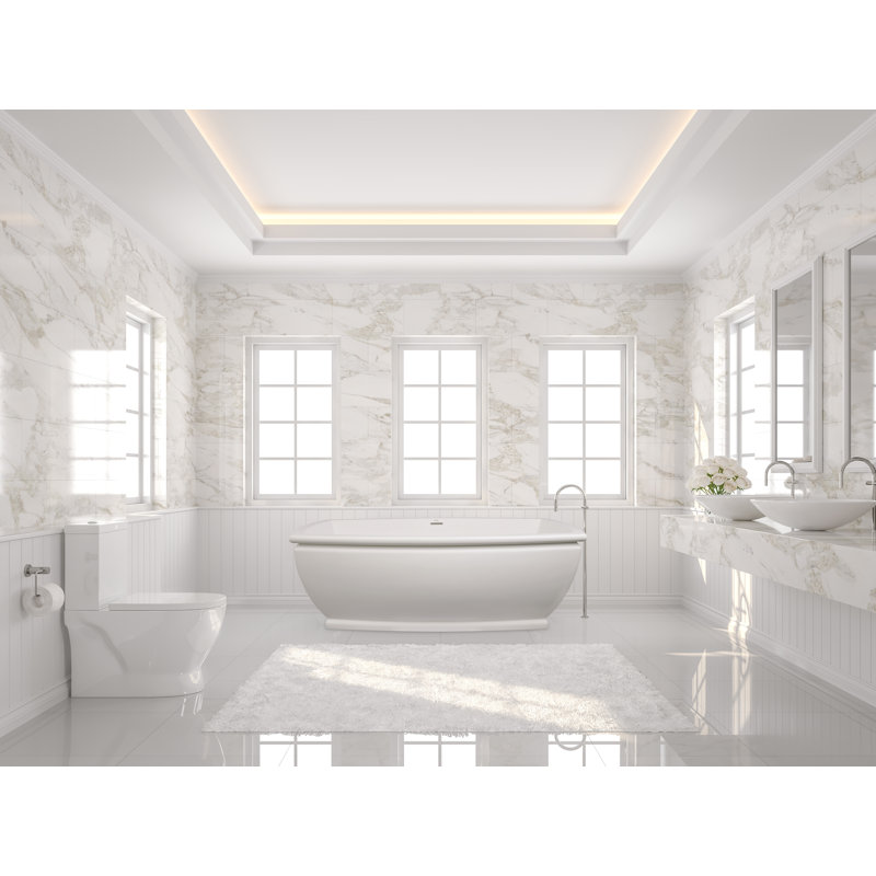 Niantic 66.25'' L Air Bathtub, Polished White