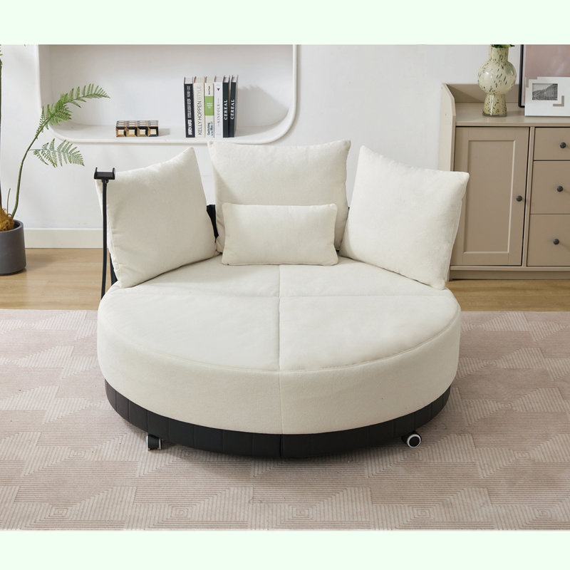 52.75'' Oversized Round Swivel sofa, Beige