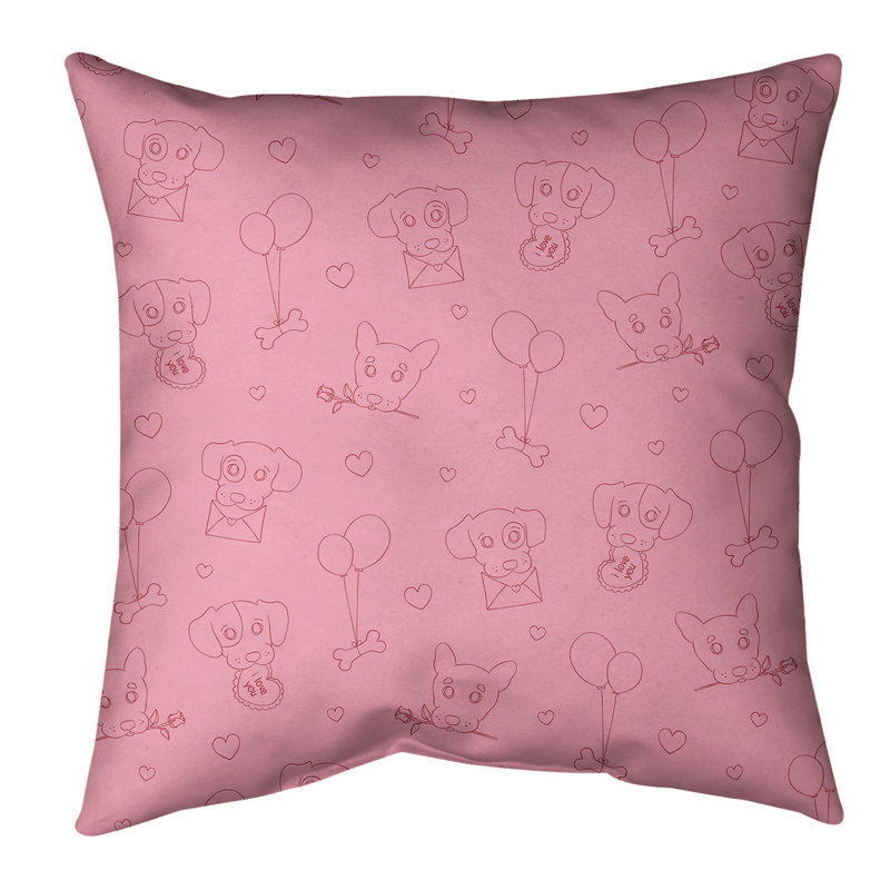 Coussin pour chien st valentin, 20 po x 20 po, Rose / Rouge