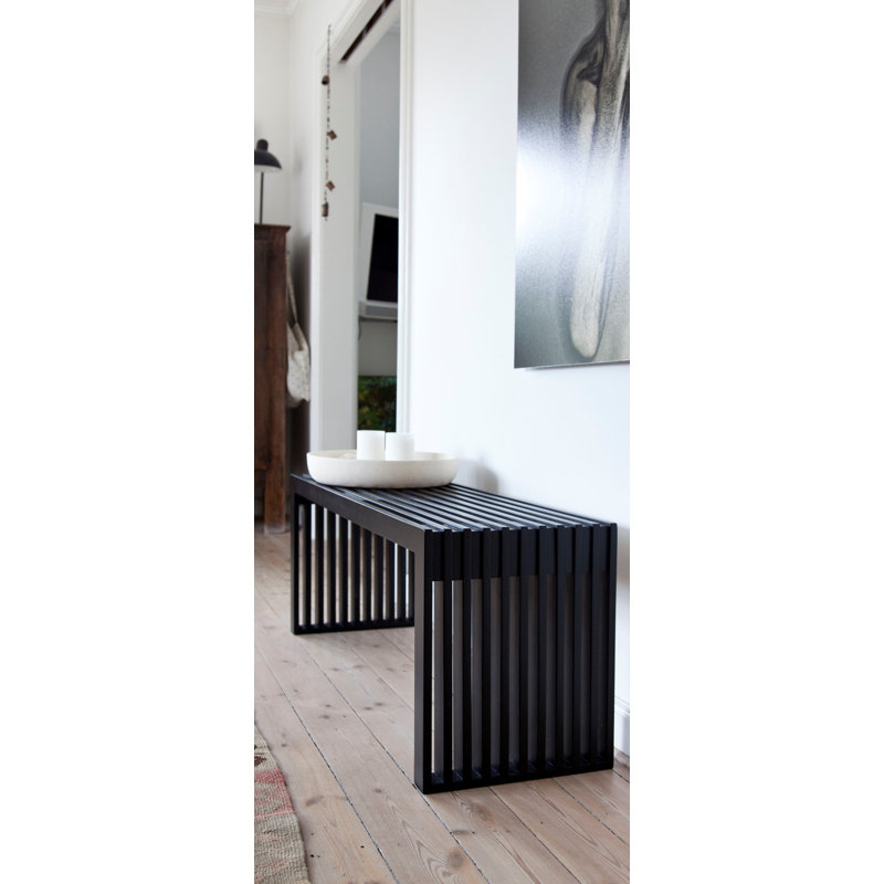 Riback Solid Wood Bench, 43cm H x 104cm W x 35cm D, Black