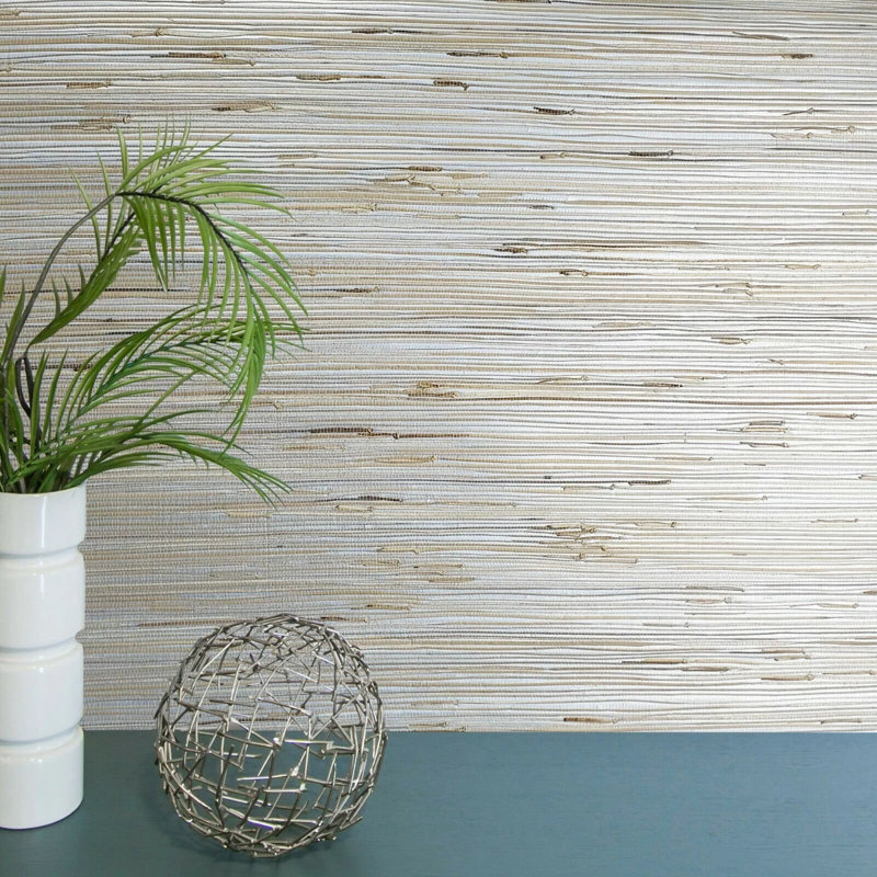 Papier peint toile de ramie naturelle gris clair beige clair