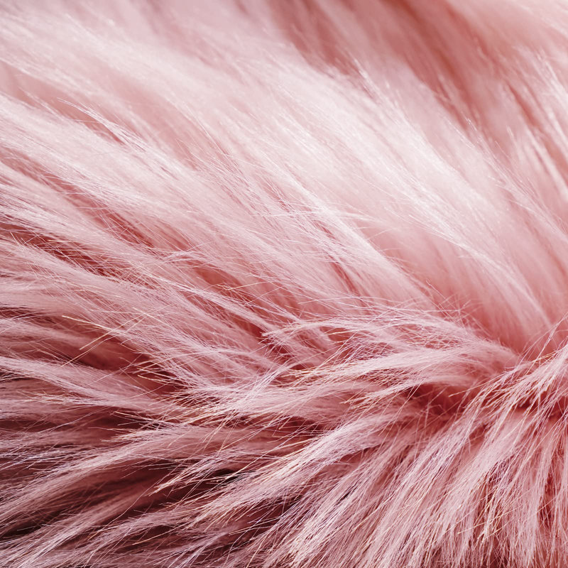 Faux Sheepskin Indoor Rug, Round 4', Pink