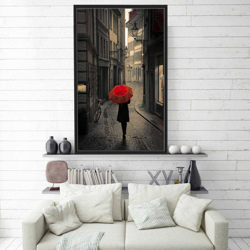 Red Rain par - photographie, Cadre flottant noir, H 33,5 po x l 21,5 po x P 2 po
