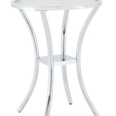 Stainless Steel Wrapped Tempered Glass Top Bar Table with Plated Base - Double Tier Storage for Dining Room Negotiation Room Office Bar Cafe (1 Table)