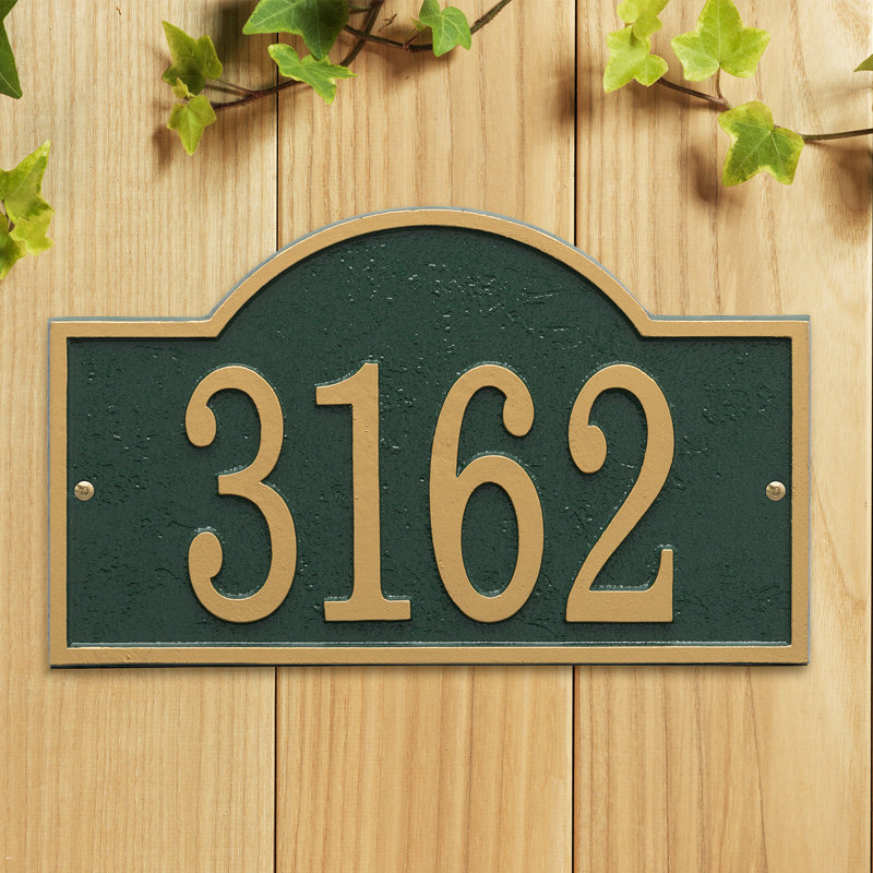 Plaque d'adresse murale 1 ligne rapide et facile, Vert/doré, Oui