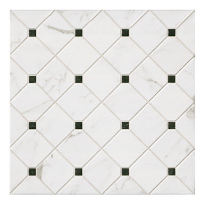 Palmina Clair 17 in. x 17 in. Matte Porcelain Marble Look Checkerboard Floor and Wall Tile