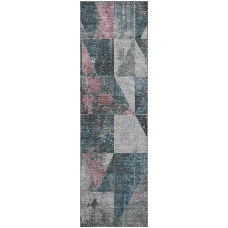 Premium Machine Washable Fairwood AMF1888 Geometric Rug, Runner 2'3" x 7'6"