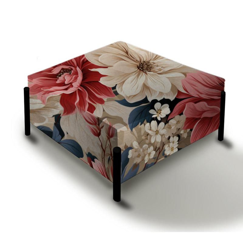 Beige rose rustique Whispers - Grand repose-pieds carré Cottage