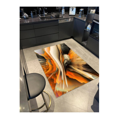 Tapis lavable multicolore à motifs tissés