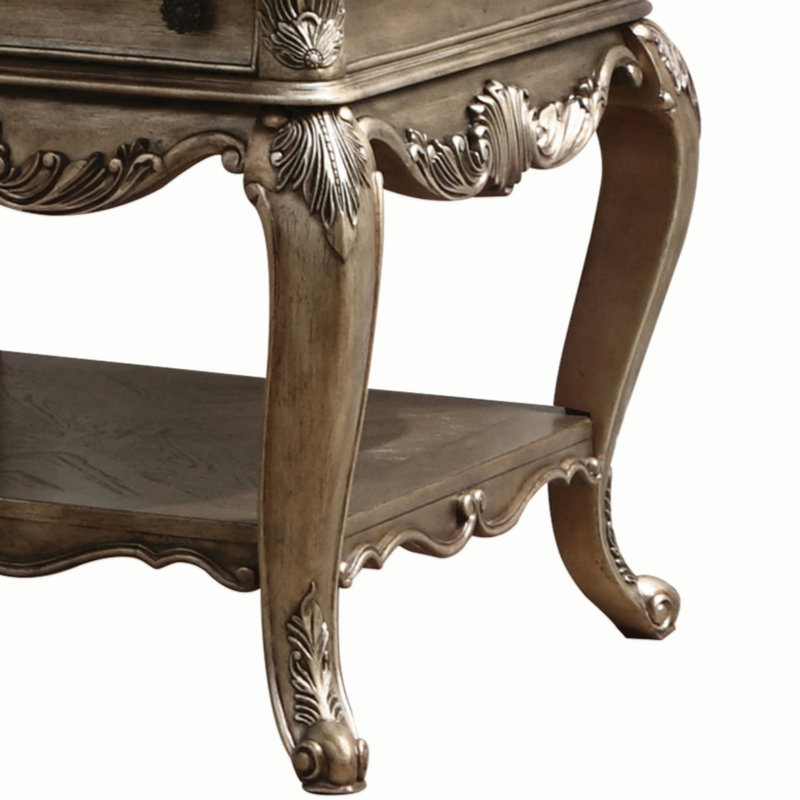 Table de bout rectangulaire à 1 tiroir avec rangement Cha Transitional, Chêne rétro, H 26,5 po x l 26,5 po x P 28,5 po