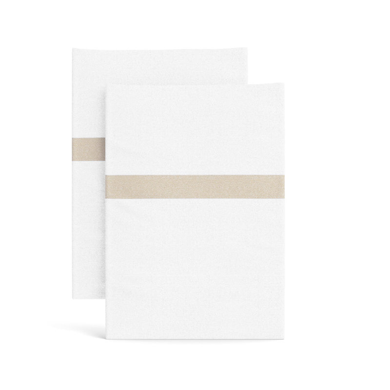 Ready-To-Bed 2.0 Cotton & Trim Pillowcases, White/Silver, King Pillowcases