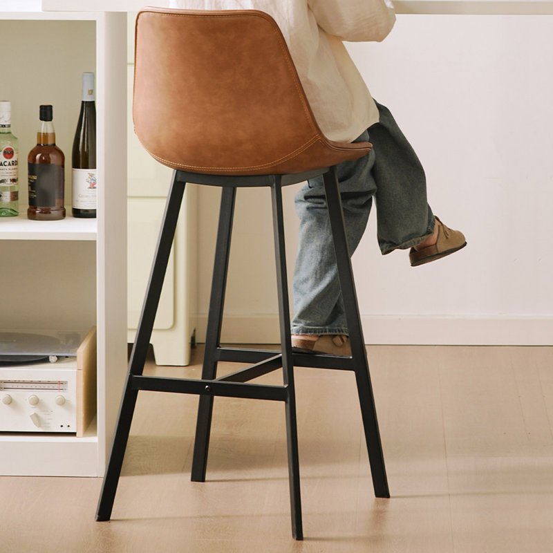Chaise à dossier solide brune (paquet de 2), Brun, H 39,37 po